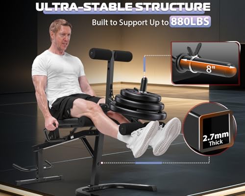 Image of ANCHEER Leg Extension and Curl Machine, 880LBS Seated Leg Extension and Lying Leg Curl Machine, Adjustable Lower Body Workout Equipment for Home Gym Compatible with 1'' and 2'' Weight Plates