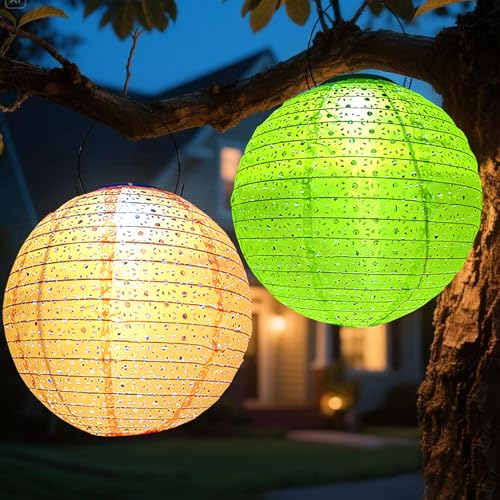 Farolillos solares para exteriores, resistentes a la intemperie, 2 unidades de 25 cm lámparas solares para exteriores, farolillos solares para exteriores, iluminación solar para jardín, patio, terraza