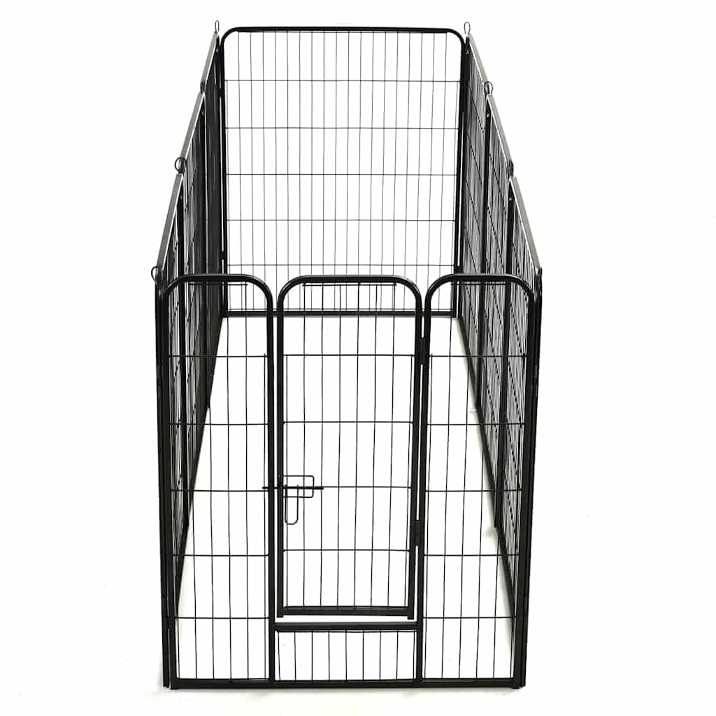 Kojec dla psów ze stali malowanej proszkowo, 8 paneli, 80 x 100 cm, z drzwiami skrzydłowymi i blokadą bezpieczeństwa, do użytku w pomieszczeniach, na zewnątrz, do treningu i ochrony