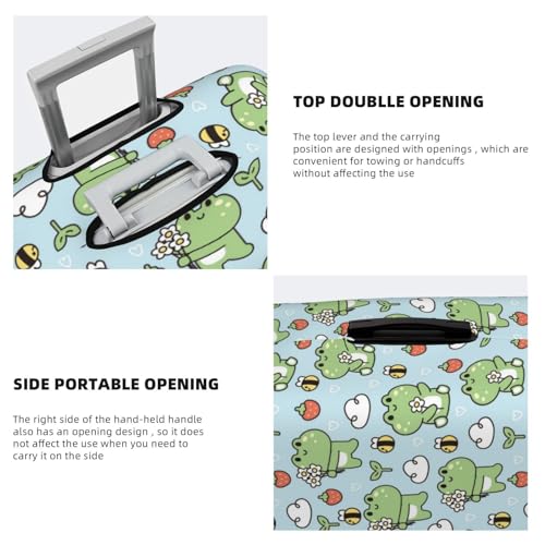 Cute Floral Frog Print Luggage Covers For Suitcase,Elastic Washable & Stretchable Suitcase Covers For Luggage, Anti-Scratch - Fits 18-32 Inch Luggage-No Luggage Included3