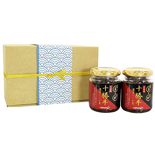 ギフト 御礼 御祝 佃煮 ご飯のお供 北海道産 十勝 牛しぐれ煮 牛肉 90g×2瓶 和柄青 北国からの贈り物