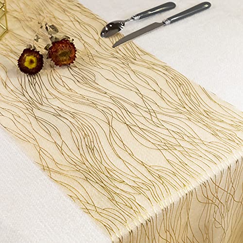 Weltrxe Organza Gold Table Runner 11鋳 X 27 Yds Reusable Glitter Table Runner Roll For Wedding Bridal Shower Baby Shower Birthday Thanksgiving Christmas Halloween Party Decorations Gift Chair Sash Bow #TOP6