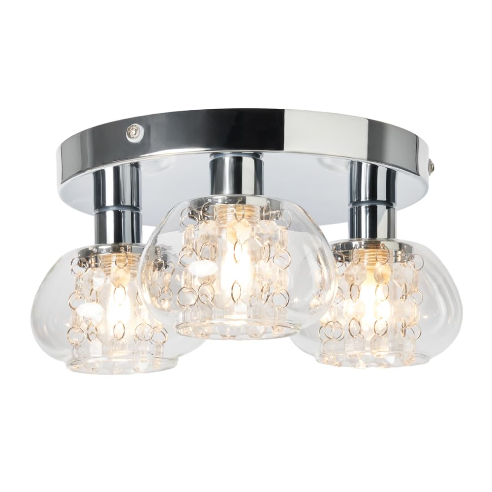 Litecraft Polished Chrome Lillian Ceiling Light Bathroom Ip44 Rated Flush Mount
