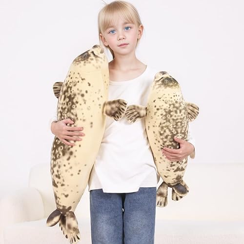 Miniatura 2 de Almohada grande de 32 pulgadas con diseño de foca gordita de algodón, juguete de animales de peluche de animales del océano, regalos para niños y