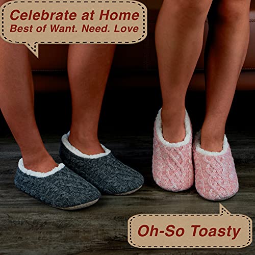 Cosyone1997 2-Pair Thick Warm Fuzzy Slippers For Women Indoor Fluffy Sherpa Lined,Winter House Shoe Socks Non-Slip Soft Soles thumb #1