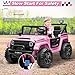 JOYRACER 24V Ride on Car with Remote Control, XL 2 Seater 4WD/2WD Switchable Electric Car for Kids w/20 Inch Wide Seat, Gift Flower, 4X200W Power Car Wheels 24 Volt Big Jeeps for Boys Girls, Pink