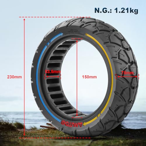 VOLOHAS 10x2,7-2,75 Vollreifen 10 Zoll Solide Reifen 70/65-6,5 Ersatzreifen für Hitway H5/HB24/Hiboy/Smartgyro Speedway/Rockway/Crossover Speedway 5/Dualtron 3/KuKirin G3/G2 Master (Bunt 1 PCS)