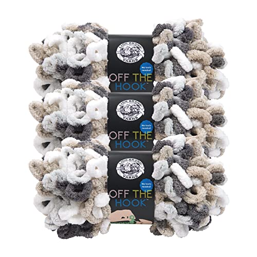 Image of Lion Brand Yarn, Off The Hook Loop Yarn, Snowy Cosmo, Multicolor, 3 Pack | Jumbo Finger Knitting & Crochet Craft Fiber for Beginners, Kids, Classrooms, Create Blankets, Pillows, Stuffed Animals