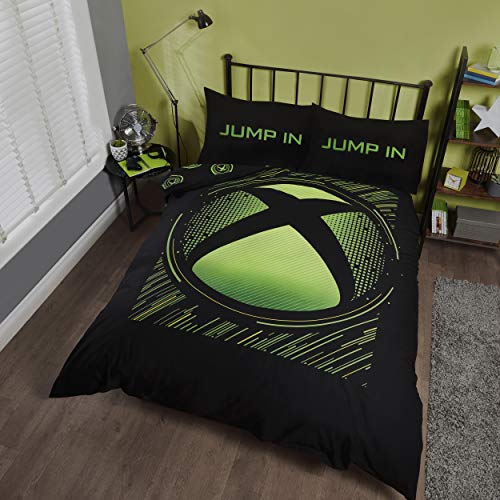 Coco Moon Juego de ropa de cama para cama individual, doble o king con diseño de Xbox verde, negro y azul, regalo de mercancía de Microsoft Gamer Xbox (esfera, doble)