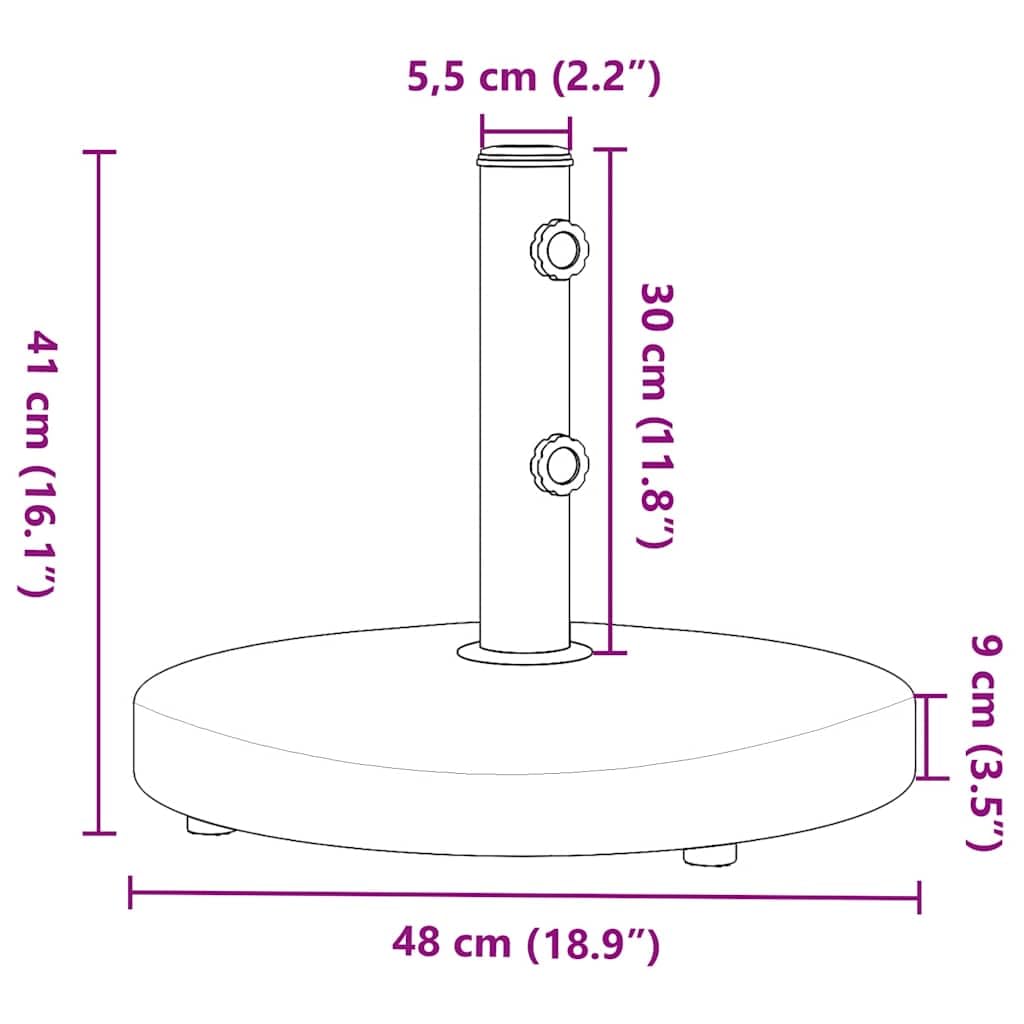 Stojak na parasol przeciwsłoneczny, kwadratowy, 28 kg, Ø 32/38/48 mm