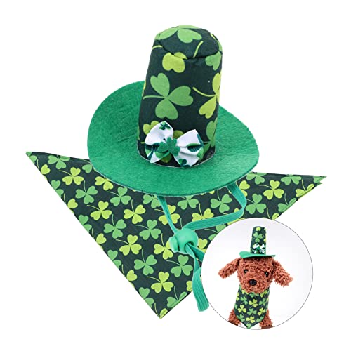 generic 1 Conjunto De Babadores De Trevo Para Animais De Estimação Bandana Chapéu Triângulo Decoraçã