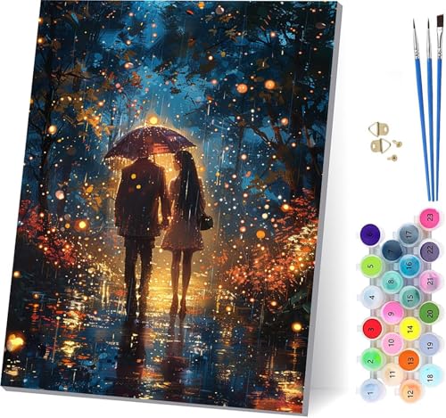 Pintar por Numeros Adultos Parejas, Pintar por Numeros Bosque, DIY Paint by Numbers Adult Kit con Pinceles y Pigmento, Paint by Numbers Para Cuadros Decoracion Salon Modernos Regalo 50x65cm X-7616