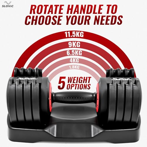 Image of SLOVIC Adjustable Dumbbell 11.5kg | Dumbbells - Gym equipment for home workout| Dumbbell Set (11.5kg X 1) | Fitness Gym Dumbbells for Bench Press, Shoulder, Biceps| Anti Skid dumbles for all exercises
