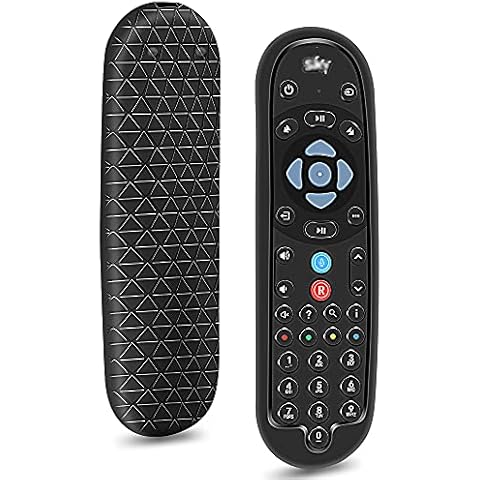 Silicone Protective Case Cover for New Sky Q Remote Control EC201 EC202,Remote Holder Skin Sleeve for Sky Q Voice Bluetooth Enabled Remote,Shockproof Remote Battery Back Covers Protector-Black Cover