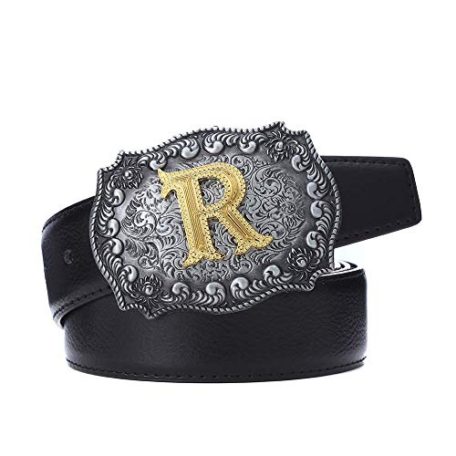 Image of HUABOLA CALYN Belt Buckle Men, Western Cowboy Rodeo Small Alphabet Letter ABCDMRJ to Z Initial Belt Buckles for Women