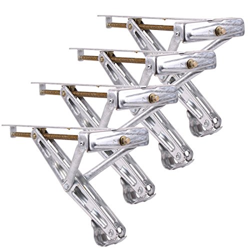 Lot de 4 béquilles de manivelle pour caravane - Charge maximale : 600 kg - En acier galvanisé - Universel.