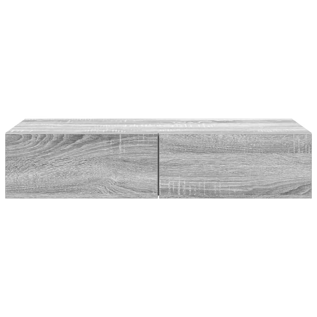 Generisch Wandregal mit Schubladen Grau Sonoma 80x33x17 cm Holzwerkstoff,Möbel,Regalsysteme,Wandregale-859982