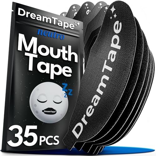DreamTape® Mouth Tape 35 uds Premium – Cinta Bucal para Dormir – Mouth Tape for Sleeping – Reduce ronquidos, boca cerrada, tiras bucales cómodas, parche boca dormir – pegatinas para no roncar (Neutro)