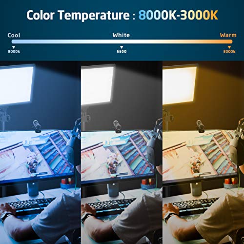 IVISII Desk Mount LED Video Light Kit, 2-Pack Photography Lighting with C-Clamp Stand, Dimmable Bi-Color 3000K-8000K Panel Light for YouTube TikTok Game Live Stream Video Conference - Thumbnail 6
