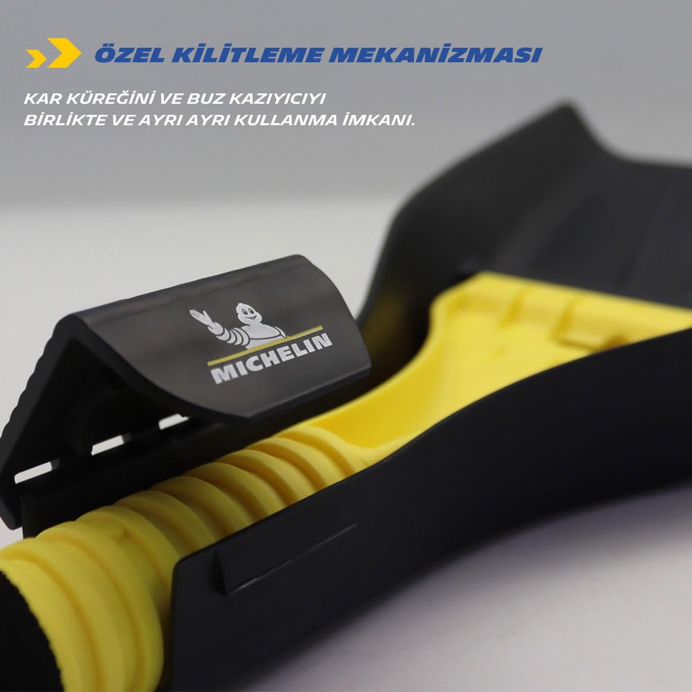 Pala Da Neve 3 In 1 Michelin MC6986 Con Raschietto Integrato - Impugnatura Antiscivolo, Plastica Resistente, Compatta Per Auto E Casa - 2