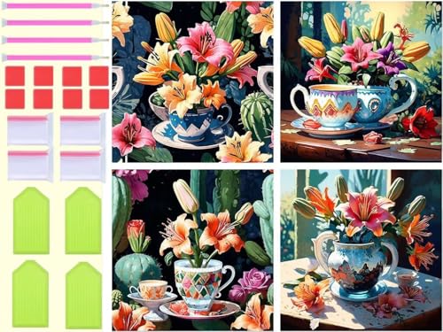 Peinture Diamant Fleur de lys 100x100cm contre le stress : kit 5D complet de broderie