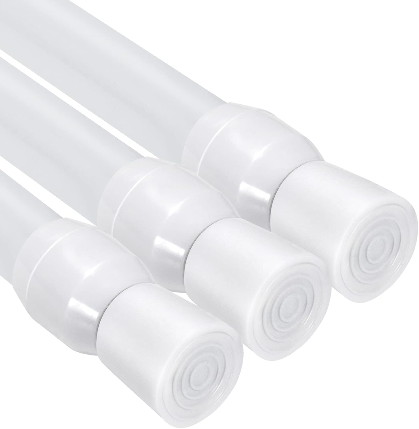 3 Pack Spring Tension Curtain Rods White Ajustable 41-71inchs, 0.6inch Diameter, Extension Spring Closet Rods for Bathroom, Windows, Wardrobe, Shoe Cabinet, Kitchen Cupboard (WHITE)