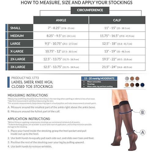 Image of Truform Compression 15-20 Mmhg Sheer Knee High Stocking, Medium (Pack of 2), Ivory