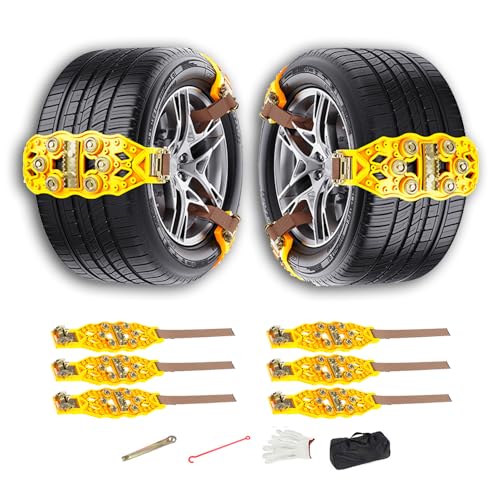 Cadenas De Nieve para Hyundai Tucson, Cadenas Para Nieve Antideslizantes, Con Correas Ajustables Y Clavos Reforzados TraccióN Segura En Nieve Y Arena Durabilidad,B-Yellow-6pcs