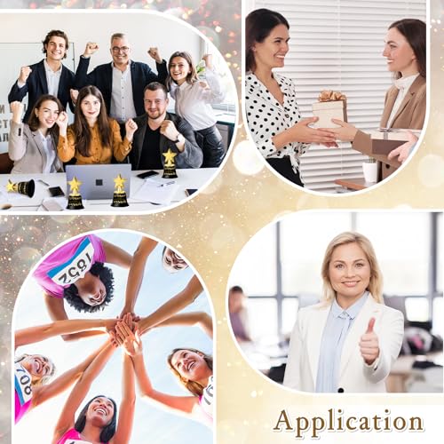 fumete 20 pcs appreciation gift 5 inch plastic gold award inspirational gift thank you for being awesome star thumbs up award trophies bulk golden trophies for teacher employee team (star style)