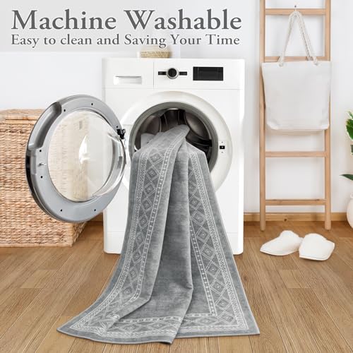 Tapete Decorativo Moderno 2x3 ft Gris Lavable Antideslizante miniatura 2
