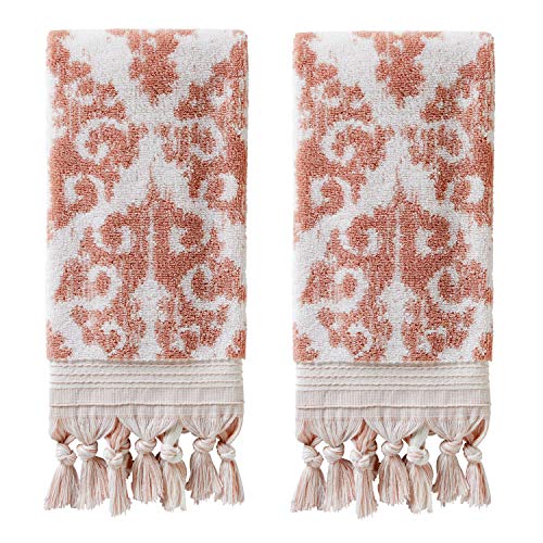 SKL Home Mirage Fringe 100% Turkish Cotton Hand Towel Set, Blush Small