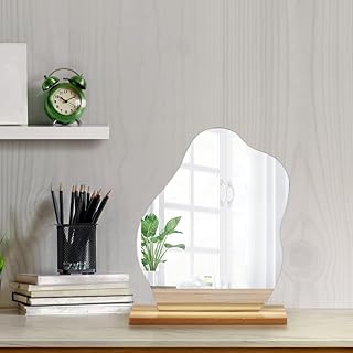 Desk Mirror Irregular Aesthetic Vanity Acrylic Makeup Mirror Desk Decor Vanity Mirror-Frameless Table top for Bedroom,Living Room and Minimal Spaces Room Decor (a)