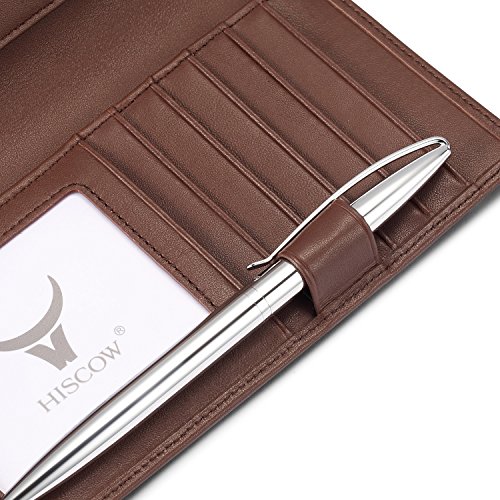 Image of HISCOW Soft Leather Checkbook Cover & Card Holder with Divider - Italian Calfskin, Brown, One Size, Contemporary