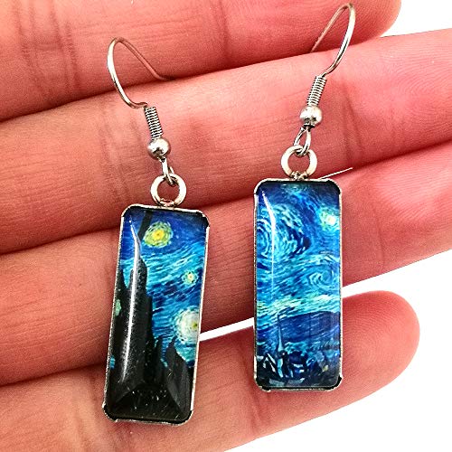 Van Gogh Painting Starry Sky Sunflower Drop Dangle Earrings For Women Girls Abstract Art Earrings Charm Jewelry (Starry Sky) #TOP3