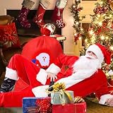 Weihnachtsmann Kostüm für Herren, 7-Teiliges Weihnachtsmann Kostüm für Erwachsene, mit Nikolaus Bart, Mütze, Schuh, Kleidung, Hosen, Gürtel und Geschenktüten, für Weihnachten Weihnachtsfeier Cosplay