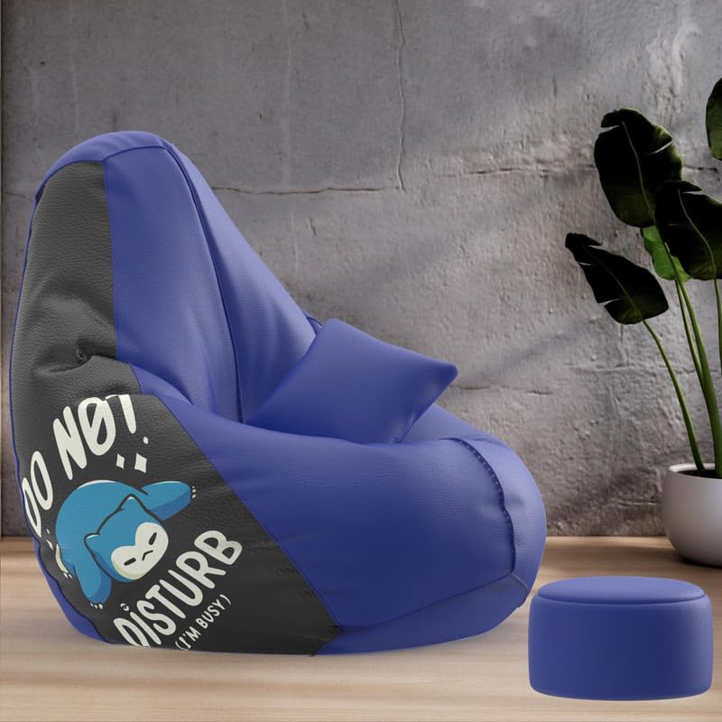 Biggie Bean Bag Cover XXXXL Bean Bag with Free Cushion Footrest - Official : PrintZen Combo (Matching Color : Printed, Do Not Disturb-Blue)-image-45