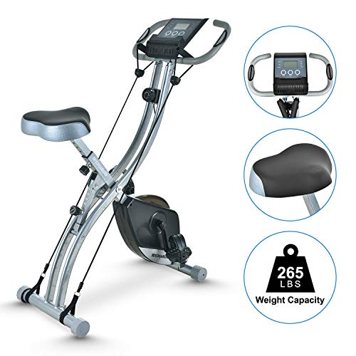 TECHMOO Folding Magnetic Stationary X Exercise Bike Upright Recumbent Exercise Bike Folding Fitness Home X Exercise Bike Indoor Cycling Bicycle for Workout Machine Cardio Workout Losing Weight(Black)