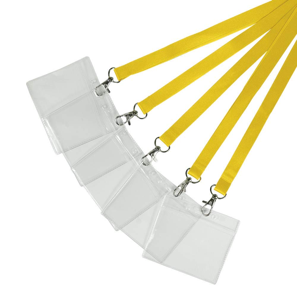 Pack of 10 Yellow Lanyards with PVC Card Holder for ID Cards, Name Badges, and More - Durable Breakaway Yellow Neck Strap Suitable for Everyday Use โ image 1