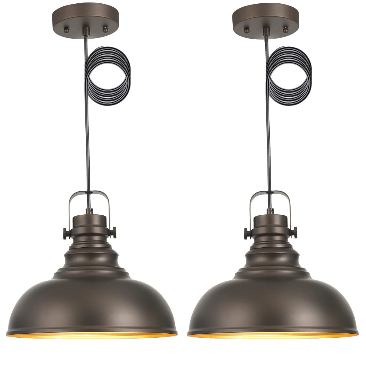 Haolaike 2 Pack Industrial Pendant Lighting for Kitchen Island Farmhouse Pendant Light Fixtures Oil Rubbed Bronze ,JF2112-P