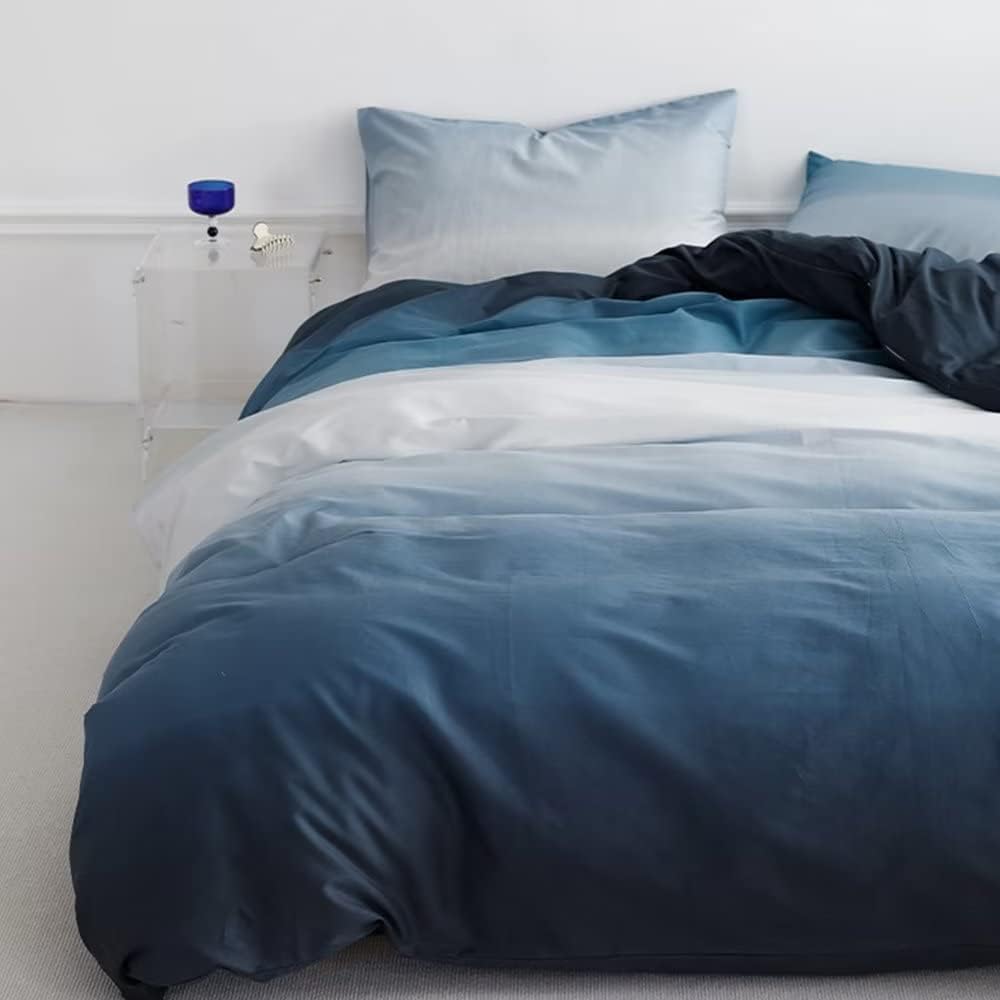 CLOTHKNOW Blue White Comforter Set Queen Gradient Blue