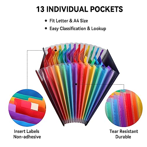 Diboniur Document Folder A4 with Lid, Expanding Folder Sorting Folder ...