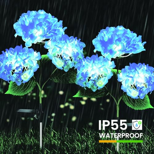 Image of hardoll Solar Decorative Light Hydrangea Flower Shaped RGB Color LED lamp for Waterproof Outdoor Home Garden Yard(Lavender Color-Pack of 4)