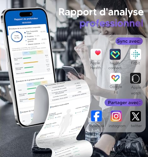 GE Körperfettwaage Smart Waage Personen: Digitale Waage mit Körperfett und Muskelmasse 8-Elektroden Körperfettwaage mit Handsensoren BMI Körpergewicht Muskelmasse Analysegerät,180 kg/400 lbs White 6