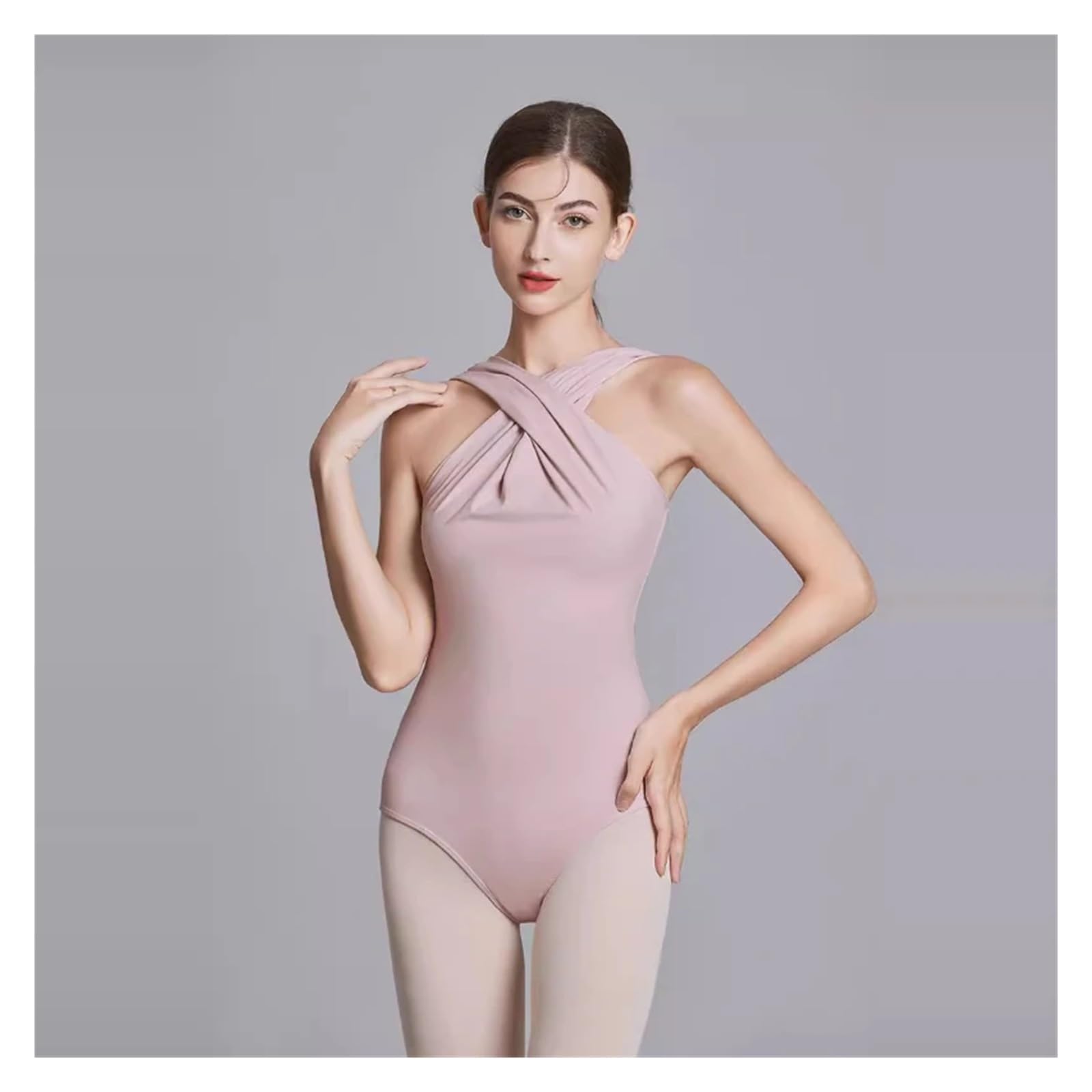 Combinaison De Ballet Justaucorps de ballet for femmes, col licou, gymnastique, col croisé, vêtements de danse sans manches, vêtements d'entraînement de yoga for femmes