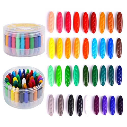 Peanut Crayons for Kids 36 Colors Washable Toddler Crayon Non-Toxic Baby Crayon for Ages 2-4 4-8 - Large Crayons for Toddlers 1-3 Coloring Art Supplies Back to School Gift for Boys&Girls