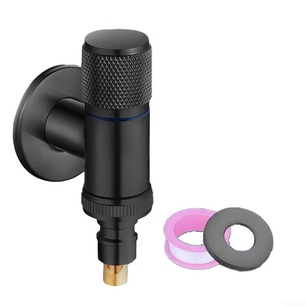 Válvula de ángulo G1/2 de apertura rápida para agua G1/2, grifo de lavadora montado en la pared para cocina, jardín, inodoro (negro) diseño duradero a prueba de fugas