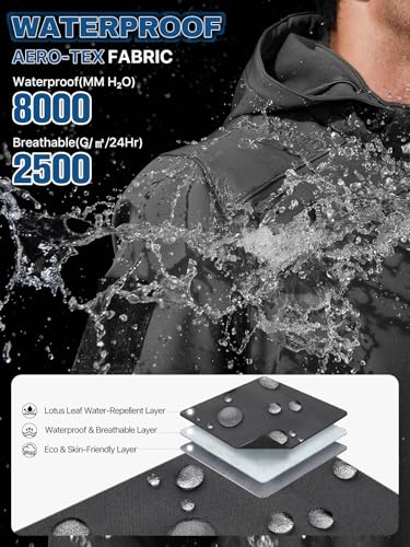 Image of FREE SOLDIER Men's Lightweight Softshell Jacket Winter Fleece Lined Hooded Rain Waterproof Hiking Outdoor Jackets