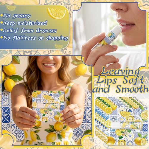 Image of 24 Pcs Italian Lemon Lip Balm Bulk Summer Lemon Party Favors Gifts