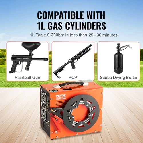 VEVOR PCP Air Compressor, 4500PSI/30Mpa Portable PCP Airgun Compressor with Built-in Power Converter, Auto-Stop | DC12V/AC120V | Oil & Water-Free Air Rifle, Paintball and Scuba Tank Compressor Pump - image 6