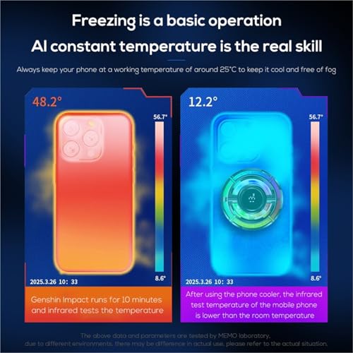 Image of Cubonic X Memo CX15 IceStorm Game Cooling Fan L1-5V Mode /AI Mode Phone Radiator Cooler with Central Temp Display 3 Mode RGB(Rainbow, Breathing,Gradient) Cool Light for Lag-Free Use